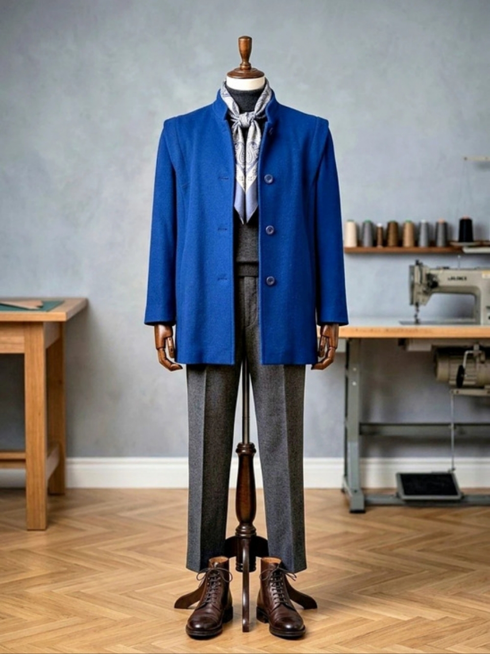 Vintage Blue Tailored Coat